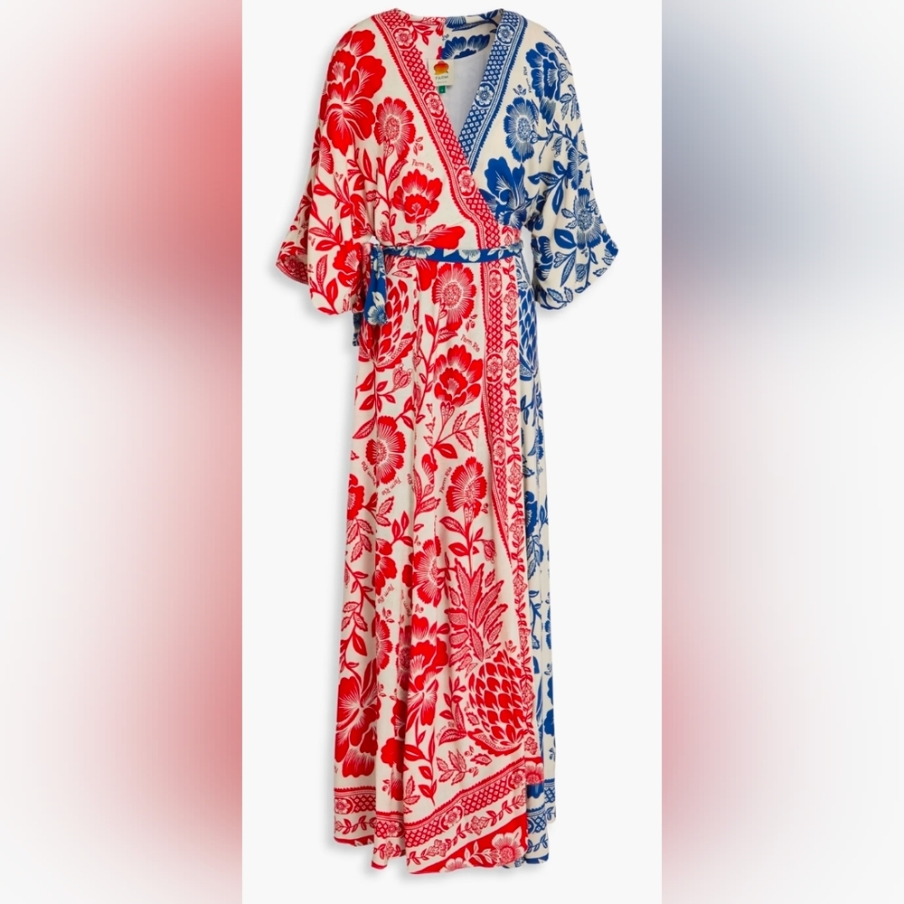 FarmRio Floral Wrap Maxi Dress/Cover-Up